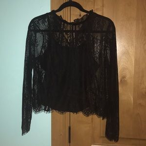 BLACK LACE TOP